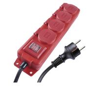 EMOS Ciabatta elettrica a 4 prese da 10 m con interruttore, 4 prese francesi ruotate di 45°, impermeabile, 250 V, 16 A, 3680 W, gomma, H07RN-F3G 1,5 mm2, maggiore protezione da contatto, IP44 per