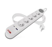 EMOS - Ciabatta elettrica a 5 prese con ricarica USB e cavo da 3 m, standard francese