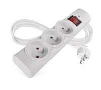 EMOS - Ciabatta elettrica con indicatore LED, 3 prese, 1,5 m di cavo - 3 prese francesi per interni - Carico massimo 2300 W/10 A - PVC - bianco