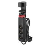 EMOS Ciabatta elettrica verticale a 3 scomparti con 2 porte USB-A e 1 porta USB-C, ricarica rapida USB, presa multipla con morsetto da tavolo e interruttore, cavo da 1,5 m 1,5 mm2, protezione da