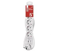 EMOS - Ciabatta multipla a 5 prese 5 m - 5 prese Schuko ruotate di 45° - 250 V, 16 A, 3680 W - isolamento in PVC di alta qualità - H05VV-F3G 1,5 mm2 - protezione tattile rinforzata - IP20 per interni