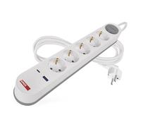EMOS - Ciabatta multipresa con 5 prese USB, cavo da 3 m, con interruttore per interni, montaggio a parete