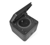 EMOS Cyklone - Presa per esterni con coperchio ribaltabile/presa da parete standard francese - impermeabile IP55 - per interni/esterni/ambienti umidi - Montaggio a parete - Grigio/Antracite
