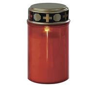 Emos DCCV19, Lumino per cimitero a LED, con timer, IP44, impermeabile, per esterni, luce cimiteri, a batteria rossa, 1.500 ore di durata
