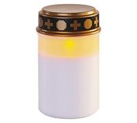 EMOS DCCV21 - Candela funerale a LED, vintage, con timer, IP44, impermeabile, per esterni, in plastica, funzionamento a batteria bianca, per cimitero, durata 10.000 ore