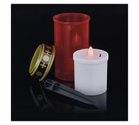 EMOS DCCV22 - Candela funeraria a LED, IP44, per esterni, funzionamento a batteria rossa, con asta, durata 1500 ore, in plastica, 7 x 12,5 cm, DCCV22