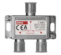 EMOS Distributore antenna a 2 vie A-Class - splitter a 2 vie con presa F - completamente schermato 3,7 dB - frequenza 5 - 2400 MHz - 1 ingresso/2 uscite - TV distributore con passaggio DC