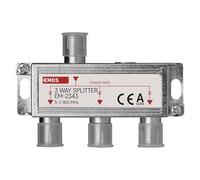 EMOS Distributore antenna a 3 vie splitter satellitare a 3 vie con presa F, completamente schermato 6 dB, frequenza 5-2400 MHz, 1 ingresso/3 uscite, antenna satellitare + TV, distributore