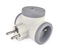 EMOS - Doppia presa francese con 2 porte USB e interruttori - per interni (IP20) - 250 V/16 A/3680 W - bianco/grigio - tipo francese