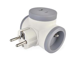 EMOS - Doppia presa francese con 2 porte USB e interruttori - per interni (IP20) - 250 V/16 A/3680 W - bianco/grigio - tipo francese