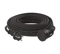 EMOS E-008 M Schuko, prolunga in Gomma per Esterni IP44, H07RN-F3G 1,5 mm2, Nero, 20 metri