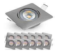 EMOS Exclusive Faretti LED da Incasso per Cartongesso 5W / 450 Lumen | Faretti da Incasso 3000k Luce Bianco caldo | Set di 12 pezzi Spot LED Orientabili a 50°, quadrato e Ultra Piatti in Argento