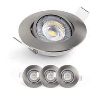 EMOS Exclusive Faretti LED da Incasso per Cartongesso 5W / 450 Lumen | Faretti da Incasso 6500K Luce Bianco freddo | Set di 3 pezzi Spot LED Orientabili a 50°, Rotondi e Ultra Piatti in Argento