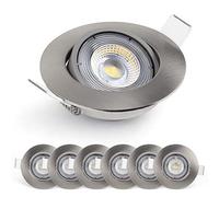 EMOS Exclusive Faretti LED da Incasso per Cartongesso 5W / 450 Lumen | Faretti da Incasso 6500K Luce Bianco freddo | Set di 6 pezzi Spot LED Orientabili a 50°, Rotondi e Ultra Piatti in Argento