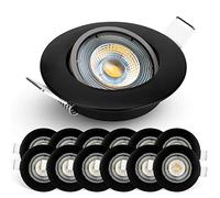 EMOS Exclusive Faretti LED da Incasso per Cartongesso 5W / 450 Lumen | Faretti da Incasso 6500K Luce Bianco freddo | Set di 12 pezzi Spot LED Orientabili a 50°, Rotondi e Ultra Piatti in Nero