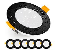 EMOS Faretti LED da Incasso per Cartongesso 5W / 500 Lumen | Soffitto IP54 per Interni ed Esterni | Set di 6 Incasso 6000k Bianco Freddo, Rotondi, Ultrasottili, Nero