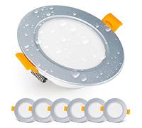 EMOS Faretti LED da Incasso per Cartongesso 5W / 500 Lumen | Soffitto IP54 per Interni ed Esterni | Set di 6 Incasso 3000k Bianco Caldo, Rotondi, Ultrasottili, Argento