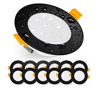 EMOS Faretti LED da Incasso per Cartongesso 5W / 500 Lumen | Soffitto IP54 per Interni ed Esterni | Set di 12 Incasso 6000k Bianco Freddo, Rotondi, Ultrasottili, Nero
