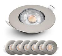 EMOS Faretti LED da Incasso per Cartongesso dimmerabile, 230V, 4,9 W/480 lm, orientabile a 50°, bianco caldo 2700k, Set di 6 Faretti LED Soffitto Incasso per interni, Rotondi, ultra sottile, Argento