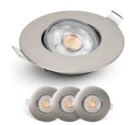 EMOS Faretti LED da Incasso per Cartongesso dimmerabile, 230V, 4,9 W/480 lm, orientabile a 50°, bianco caldo 2700k, Set di 3 Faretti LED Soffitto Incasso per interni, Rotondi, ultra sottile, Argento