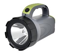 EMOS - Faro a LED ricaricabile - 300 lm, max. 370 m - 2 modalità di illuminazione - 30 ore - con manico antiscivolo e tracolla - con cavo di ricarica/adattatore auto - per esterni - grigio-nero-verde