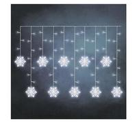 EMOS Ghirlanda di fiocchi di neve con 60 LED, tenda luminosa 135 cm + cavo 5 m, luce bianca fredda, ghirlanda di luci LED + alimentatore di rete, durata 10.000 h, IP44 per interni ed esterni, per