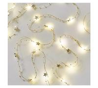 EMOS Ghirlanda di stelle dorate con 20 LED, ghirlanda luminosa decorativa con stelle 190 cm, funzione timer 6/18 h, funzionamento a batteria (2 x AA), durata 10.000 h, IP20 per interni