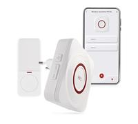 EMOS GoSmart Home - Kit campanello wireless con app WiFi, 52 melodie, portata 150 m, 4 livelli di volume fino a 110 dB, batteria inclusa, colore: bianco