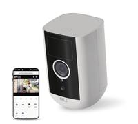 EMOS GoSmart - Telecamera IP Wi-Fi universale da 5 MP, con app di rilevamento del movimento, visione notturna, batteria compatibile con Google Assistant e Alexa, impermeabile, colore bianco