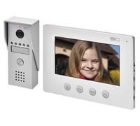 EMOS H2050 - Videocitofono impermeabile con visione notturna, monitor LCD a colori da 7", facile installazione a 2 fili, colore bianco, argento