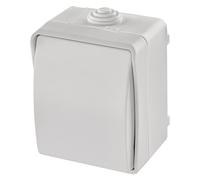 EMOS Interruttore di commutazione impermeabile con bilanciere, interruttore per scale, colore bianco, 250 V/10 AX, plastica, montaggio a parete, classe di protezione IP54 per esterni