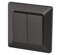 EMOS Interruttore serie nero, doppio interruttore per illuminazione, 250 V~/10 AX, interruttore a doppia luce in plastica, senza presa da incasso, classe di protezione IP20 per uso interno, 1 pezzo