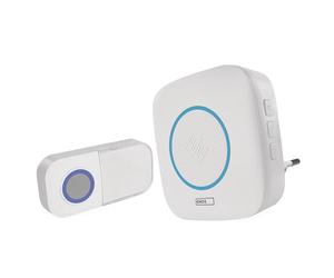 EMOS - Kit campanello con campanello e pulsante impermeabile per campanello, 36 melodie, segnale a colori - portata 150 m, volume fino a 90 dB - Plug-in/Batteria - Bianco