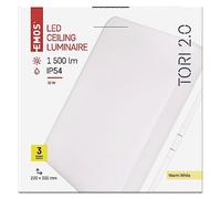 EMOS Lampada da soffitto a LED TORI, impermeabile, 15 W, per interni ed esterni, 1250 lm, quadrata, luce bianca calda 3000 K, per corridoio, bagno, cucina, 22 cm