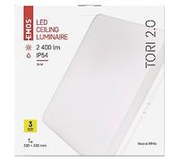 EMOS Lampada da soffitto a LED TORI, impermeabile, 24 W, per interni ed esterni, 2050 lm, luce bianca neutra, 4000 K, per corridoio, bagno, cucina, 33 cm