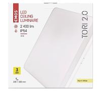 EMOS Lampada da soffitto a LED TORI, impermeabile, 24 W, per interni ed esterni, 2400 lm, per corridoio/bagno, luce bianca calda 3000 K, lampada da soffitto per corridoio, bagno, cucina, 33 cm