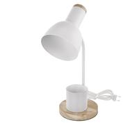 EMOS - Lampada da tavolo a LED POPPY con porta penna, filettatura E27 - elegante lampada da lettura in metallo con base in legno - Cavo di alimentazione da 1,5 m con interruttore e spina europea