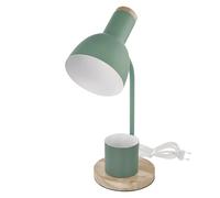 EMOS - Lampada da tavolo a LED POPPY con porta penna, filettatura E27 - elegante lampada da lettura in metallo con base in legno - Cavo di alimentazione da 1,5 m con interruttore e spina europea