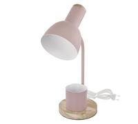 EMOS - Lampada da tavolo a LED POPPY con porta penna, filettatura E27 - elegante lampada da lettura in metallo con base in legno - Cavo di alimentazione da 1,5 m con interruttore e spina europea