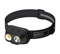 EMOS Lampada frontale a LED ricaricabile, 7 modalità di luce, bianco neutro e bianco caldo, rilevatore di movimento, 6,5 pezzi, durata luminosa, luminosità 500 lm, portata 130 m, COB LED per esterni