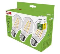 EMOS - Lampadina LED a filamento A60 - Lampadina vintage classe A - Attacco E27 - Bianco neutro - 806lm - extra economico, 3,8 W (invece della lampadina da 60 W) - 50.000 ore - Angolo 300° - CRI min.