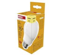 EMOS Lampadina LED A60, 12,4 W di ricambio per lampadina da 75 W, attacco E27, luminosità 1055 lumen, luce bianca calda 3000 Kelvin, durata 20000 ore, CRI min. 80, 200° angolo di irradiazione