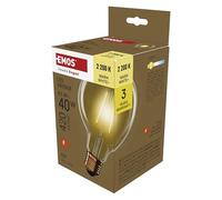 EMOS Lampadina LED vintage Edison tipo G95, 4,5 W, ricambio per lampadina da 40 W, bulbo di vetro ambra con attacco E27, luminosità 420 lm, luce bianca calda 2200 K, durata 25000 ore, CRI min. 80