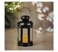 EMOS Lanterna antica con candela LED, design vintage e effetto fiamma, IP20 per interni, funzionamento a batteria (1 CR2032), luce bianca calda, funzione timer 6/18 h, 10000 ore, 10 x 18,5 cm
