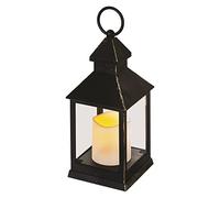 EMOS Lanterna antica con candela LED, design vintage e effetto fiamma, IP20 per interni, funzionamento a batteria (3 x AAA), 10.000 ore, luce bianca calda, funzione timer 6 ore, 10,5 x 24 cm, nero