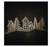EMOS - LED villaggio in legno pieghevole - Decorazione in legno con villaggio, bianco caldo - Timer da 6/18h, cavo da 30 cm, funzionamento a batteria (2 x AA) - Durata 10000 ore - per interni - Legno