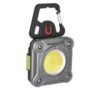 EMOS Mini faretto a LED, lampada da campeggio ricaricabile con 3 modalità di luce, IP44 impermeabile, luminosità max. 1200 lm, portata 60 m, batteria da 2000 mAh con durata fino a 6,5 ore, cavo USB,