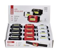 EMOS Mini lampada frontale a LED, 12 pezzi, ideale per bambini, 40 pezzi, lampada LED COB con luminosità 110 lm, 15 m e 3 modalità di illuminazione, funzionamento a batteria