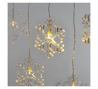 EMOS Mini tenda luminosa con 8 fiocchi di neve, catena luminosa a LED con motivo invernale, luce bianca calda, 84 cm + alimentatore, durata 10.000 h, IP44 per interni ed esterni, per feste, Natale