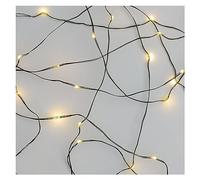 EMOS Nano, catena di luci a LED, luce bianca calda, per interni ed esterni (IP44), 15 m, per feste, Natale, funzione timer 6 ore, alimentatore e trasformatore, cavo verde